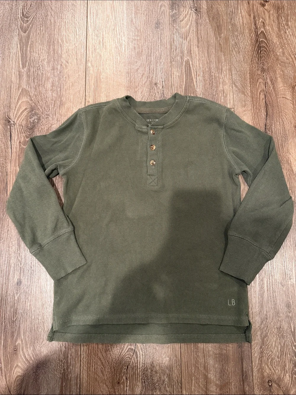 Little Bipsy Olive Green Henley Top with Plaid Pajama Pants Size: 4-5T